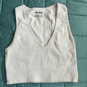 Garage white xs seamless ribbed tank